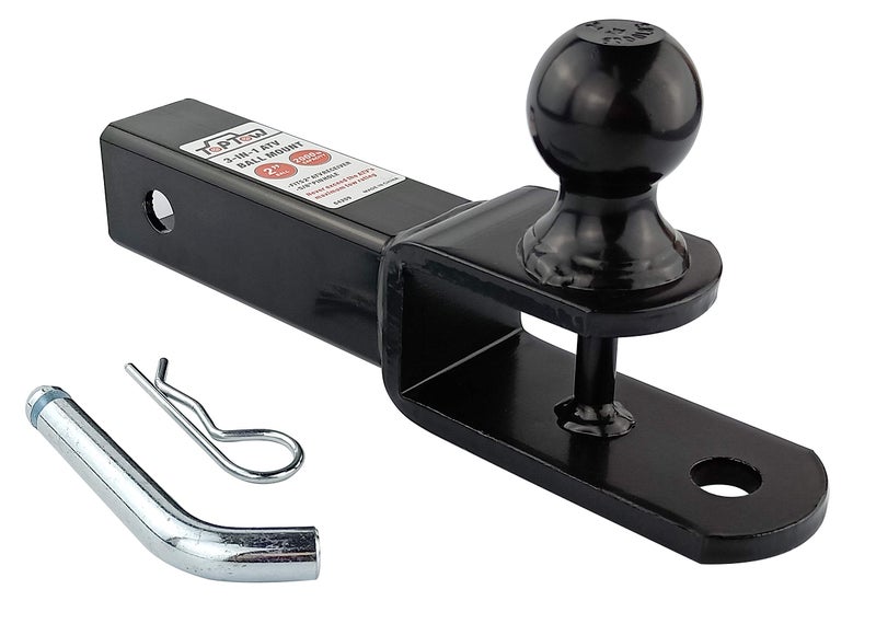 TOPTOW ATV/UTV Trailer Hitch Towing Ball Mounts, 2-Inch Ball, Clevis Pin, Fits 2-Inch Receiver - Image 3